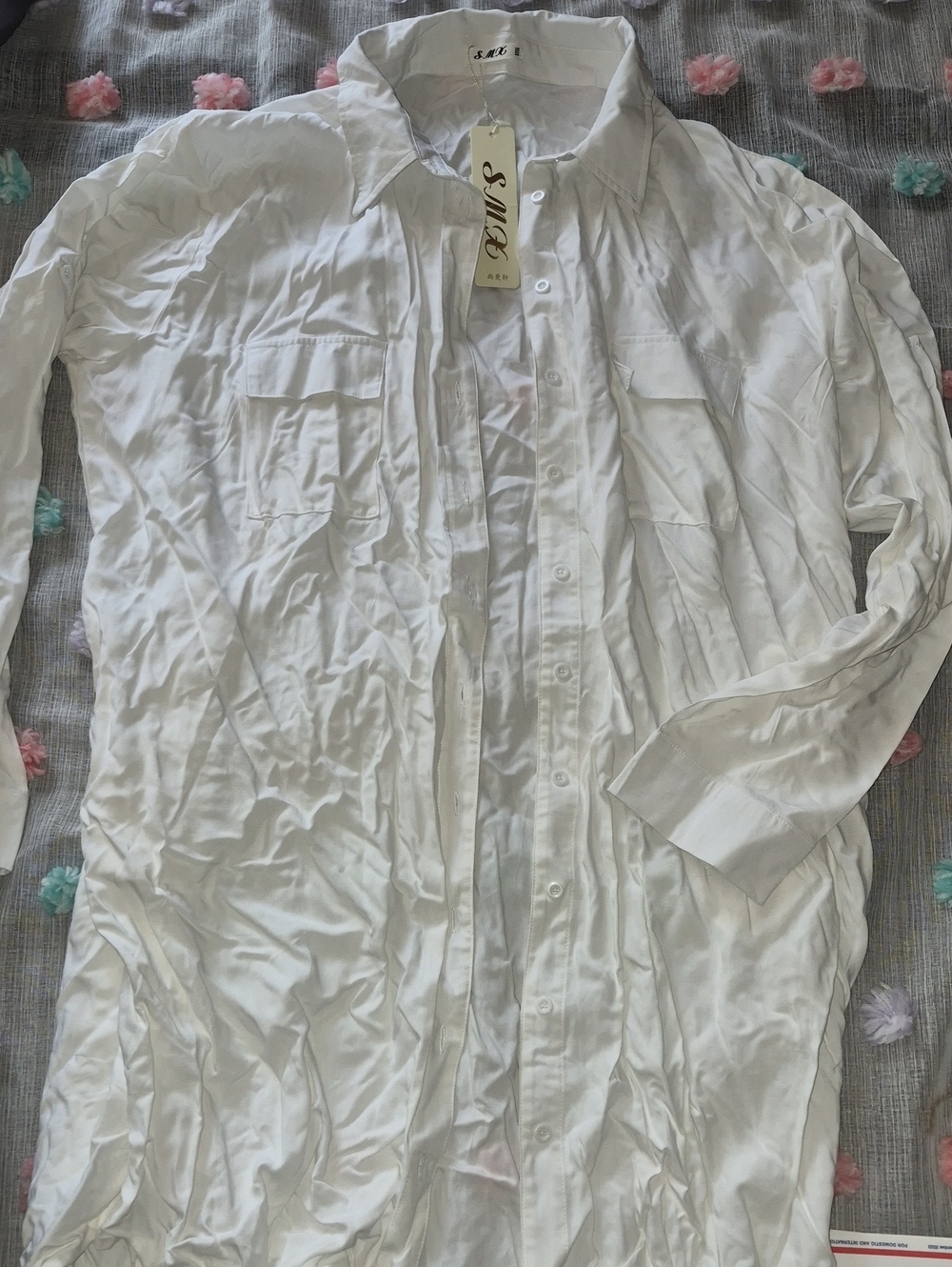 White Long-Sleeve Button-Up Shirt